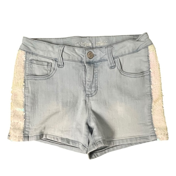 Cat & Jack Denim Shorts with Sequin Trim - Picture 1 of 9